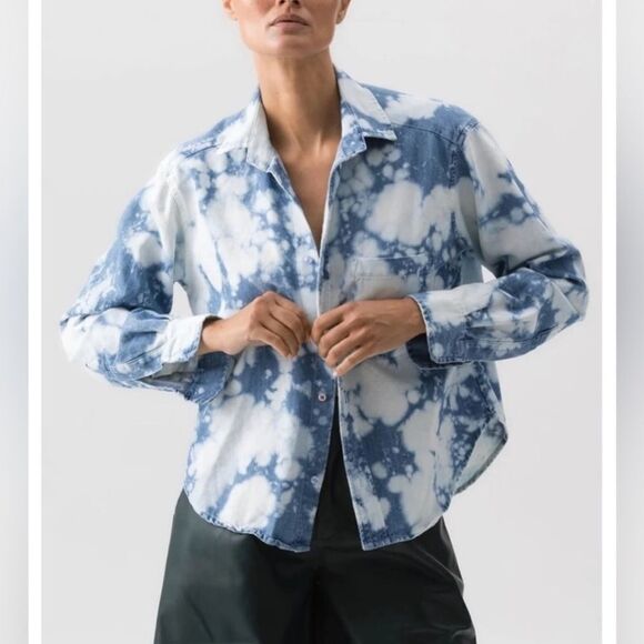 WEAR CISCO The Crop Shirt Denim / Cloud Tie Dye Long Sleeve Size M/L - Picture 2 of 11